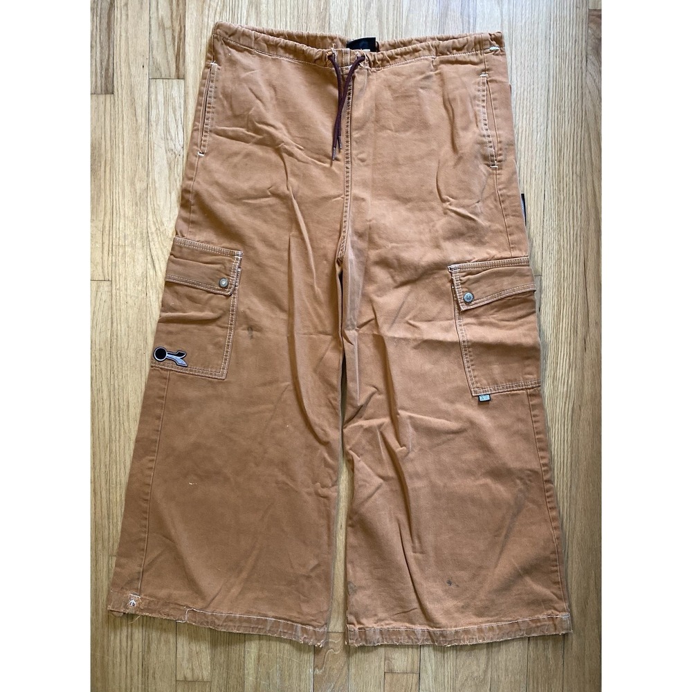 Vintage 90s Kikwear Baggy Wide Leg Cargo Pants - Brown Rave Skater Y2K